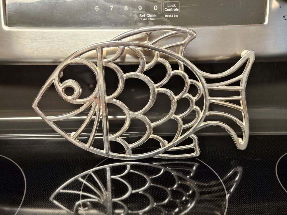 Vintage Leonard Silver Plated Fish Trivet Wall Hanging Made In Italy